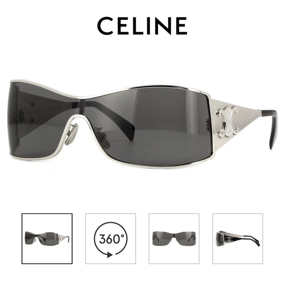 Celine Black and Silver Triomphe Sunglasses